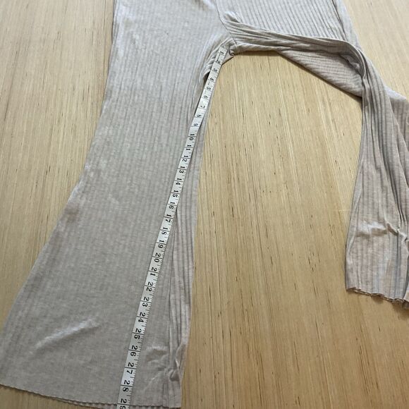 H&M Beige Flared Ribbed High Stretchy Waisted Pants XXL (2XL) - Picture 6 of 7
